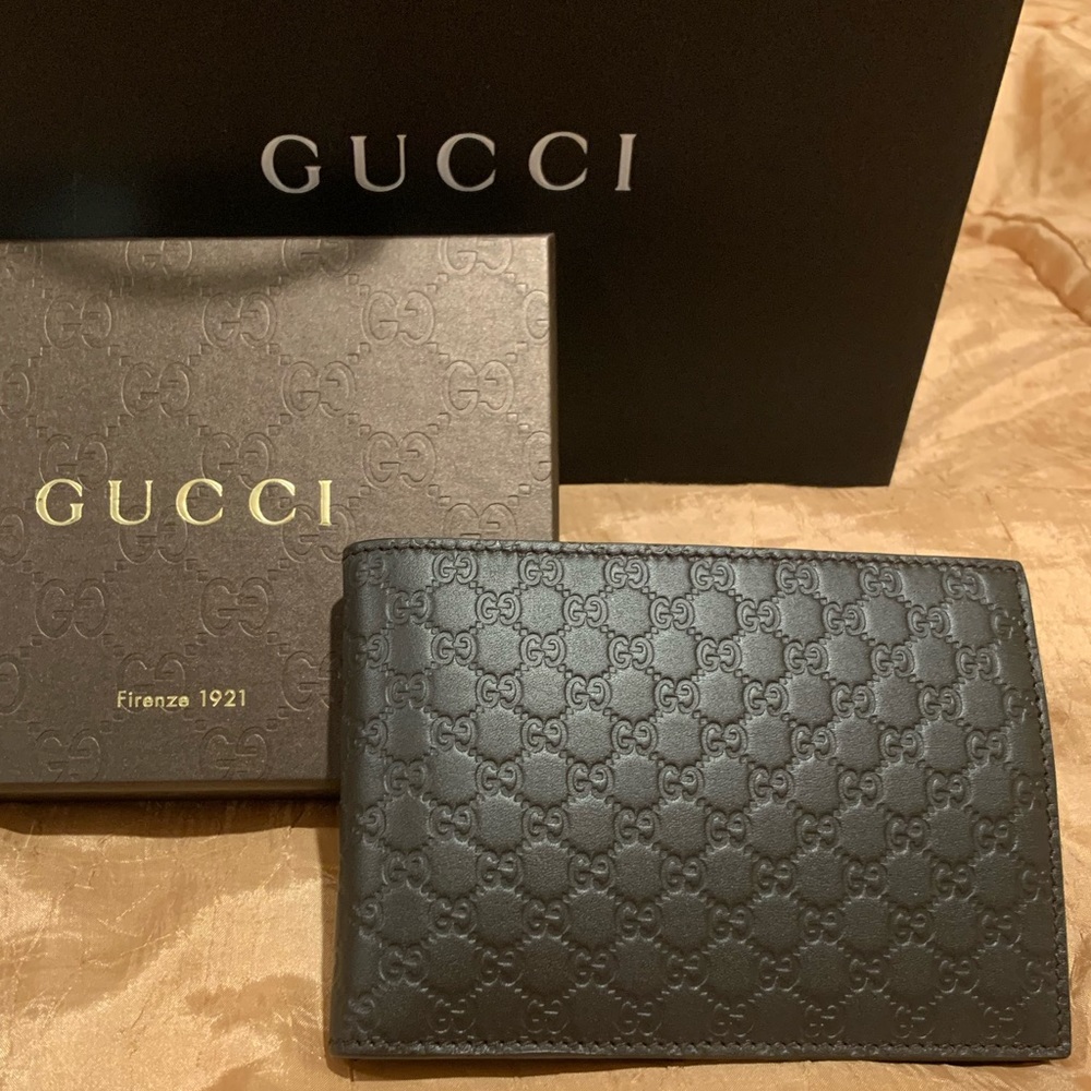 Men’s Classic Brown Leather Gucci GG Print Wallet